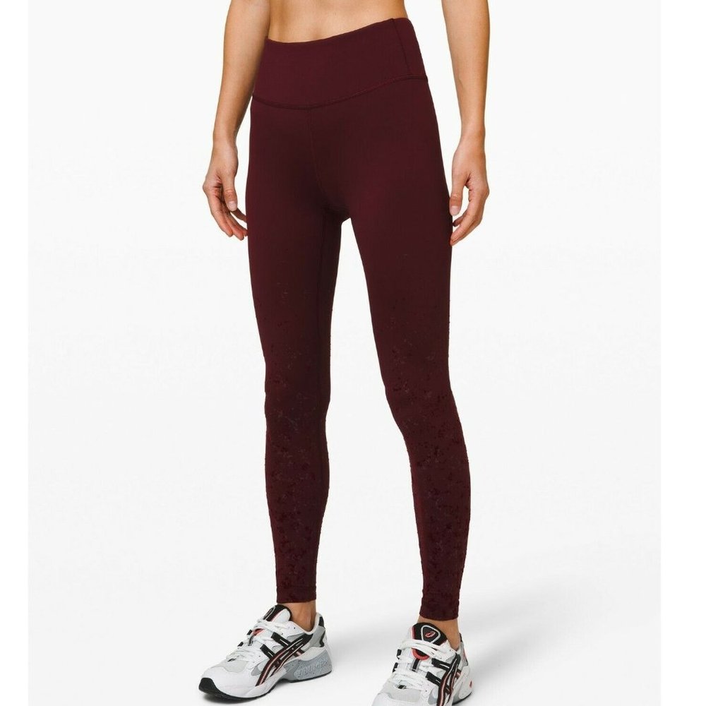 Lululemon Speed Wunder Mid-Rise Tight 28" / Size 4 / Speckle Shine Garnet Run